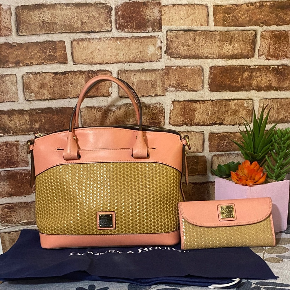 Dooney & Bourke Pink and Gold Satchel Set